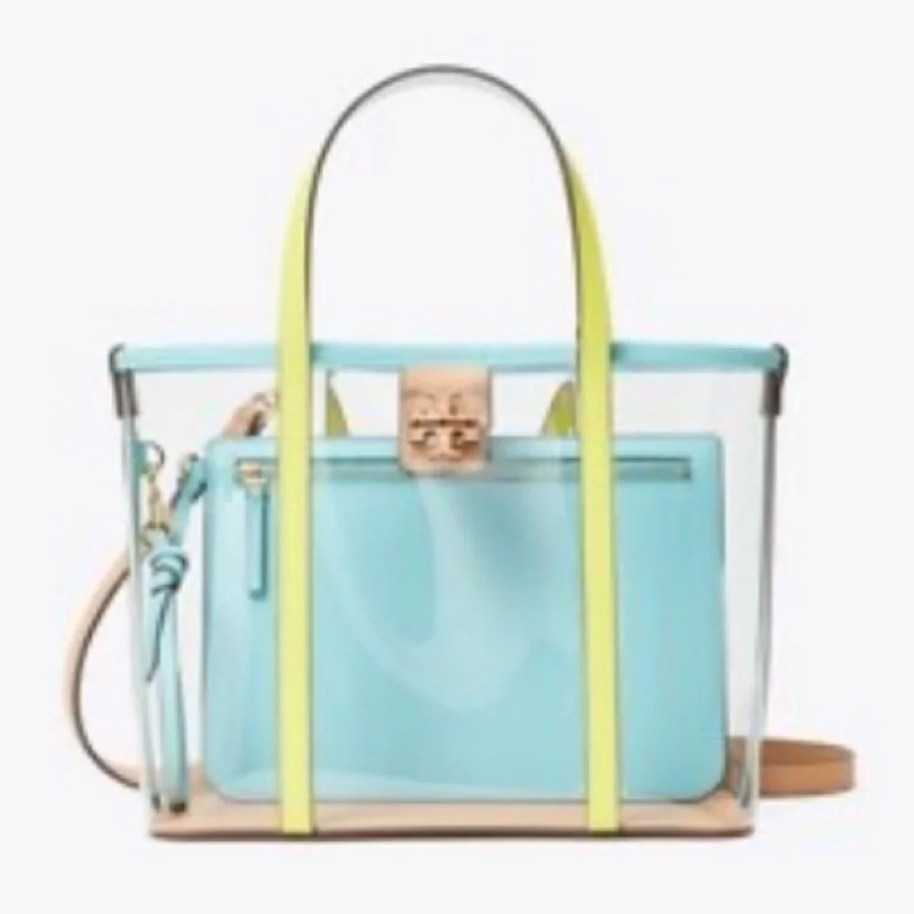 Tory Burch Blake Clear Small Tote Bag Crossbody Bag Clear Multi - Picture 13 of 13